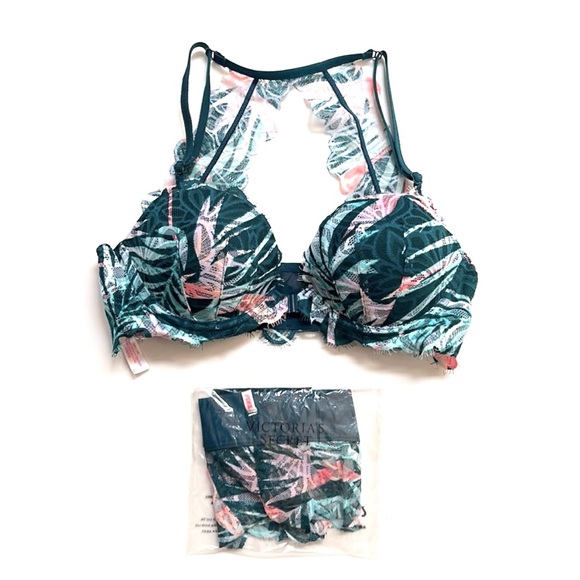 VS Pink Turquoise (+ Mix Color) Padded Bra w/Matching Panties New in Package